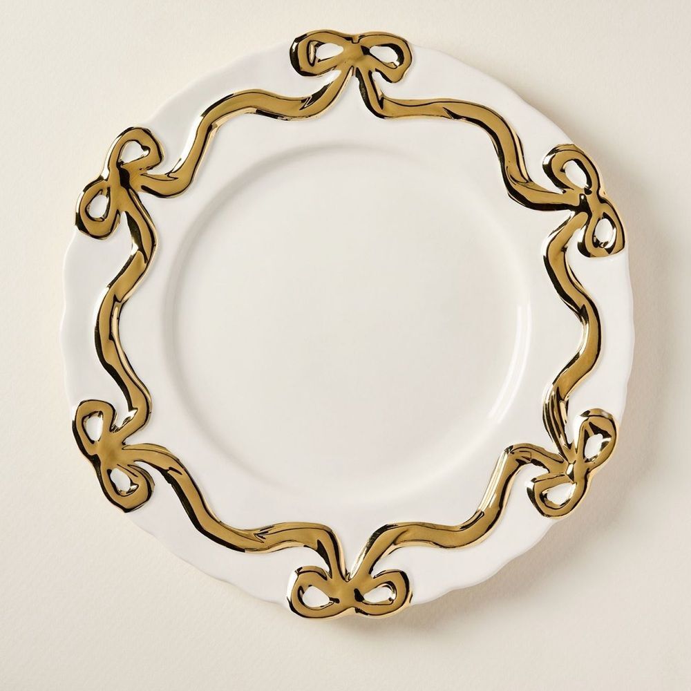 Anthropologie Bonita Bow Stoneware Side Plates Set of Two!